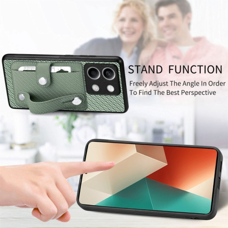 Протиударний чохол Wristband Kickstand Card для Xiaomi Redmi Note 13 - зелений