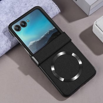 Протиударний чохол Three-stage Folding Magsafe Cloth Texture для Motorola Razr 50 - чорний