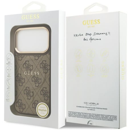 Оригінальний чохол Guess 4G PU Classic Logo з MagSafe на iPhone 17 Pro - Brown