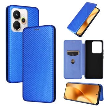 Чехол-книжка Carbon Fiber Texture на Realme 15 5G / Realme 15 Pro 5G — синий