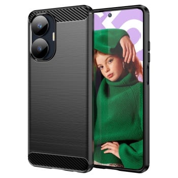 Чохол Brushed Texture Carbon Fiber для Realme C55 4G - чорний