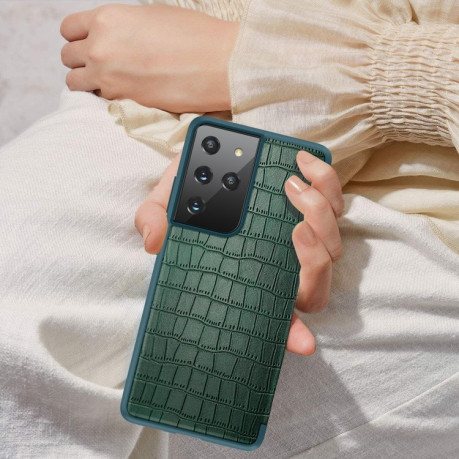 Чохол-книга Crocodile Texture Display для Samsung Galaxy S21 Plus - зелений