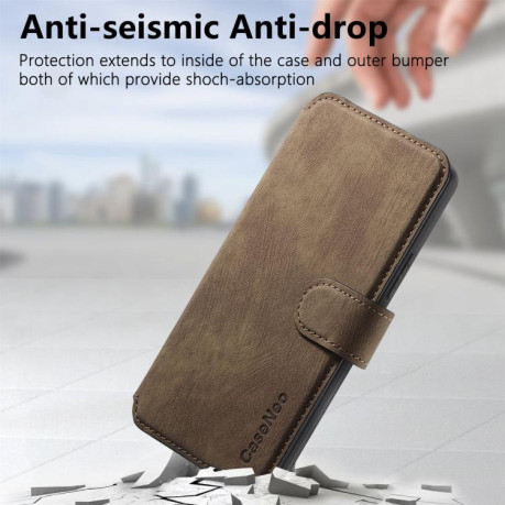 Чехол-книжка CaseNeo MagSafe RFID Anti-theft Retro Leather для Samsung Galaxy S25 Edge 5G - коричневый