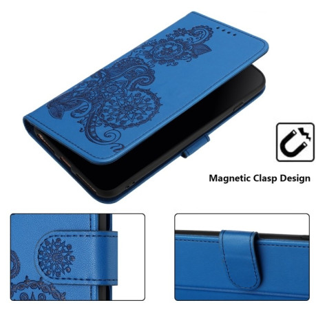 Чохол-книжка Embossed Flower Zipper Leather на Redmi Note 14 Pro+ 5G - синій
