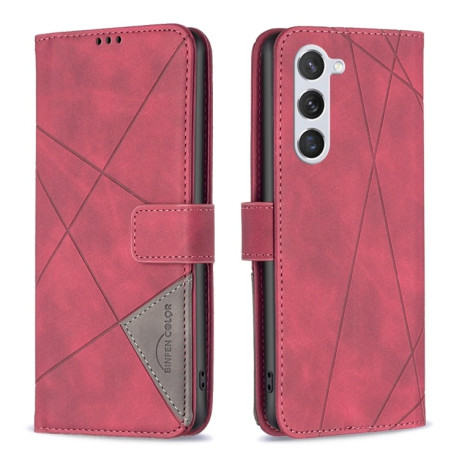 Чохол-книжка з фактурою Rhombus та магнітним хлястиком на Samsung Galaxy S25 5G - червоний