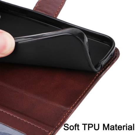 Чехол-книжка Stitching Calf Texture для Xiaomi Redmi Turbo 4 Pro / Xiaomi Poco F7 - коричневый