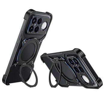 Металевий бампер Mechanical Arm Borderless MagSafe Holder Metal на Xiaomi Redmi K90 Pro Max / Poco F8 Ultra — сріблястий
