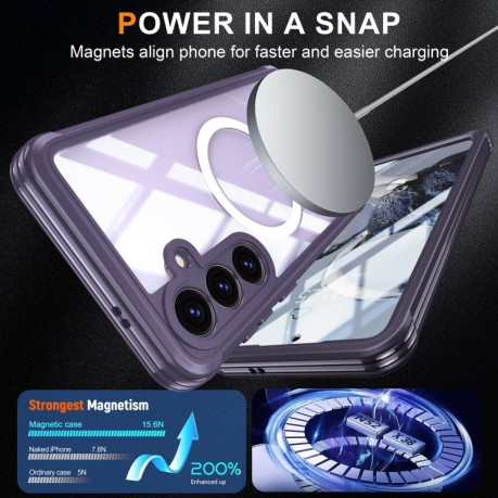 Протиударний скляний чохол Tempered Glass MagSafe  для Samsung Galaxy S25+ 5G - фіолетовий