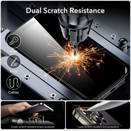 Захисне скло ESR Armorite Tempered Glass для iPhone 15 Pro Max - Black
