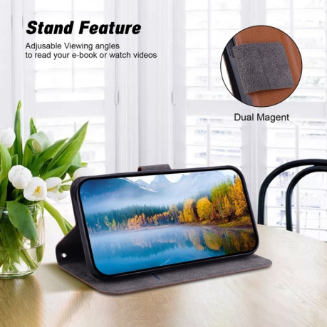 Чехол-книжка Voltage Side Buckle для Motorola Moto G75 5G - коричневый