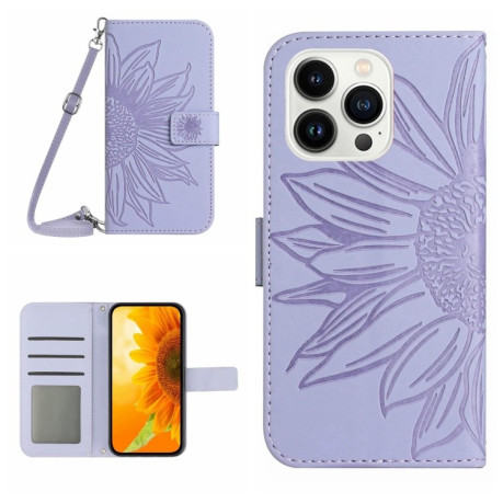 Чехол-книжка Skin Feel Sun Flower для iPhone 15 Pro Max - фиолетовый