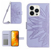 Чехол-книжка Skin Feel Sun Flower для iPhone 15 Pro - темно-фиолетовый