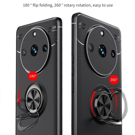 Ударозахисний чохол Metal Ring Holder для Realme 11 Pro 5G/11 Pro+ 5G - чорно-червоний