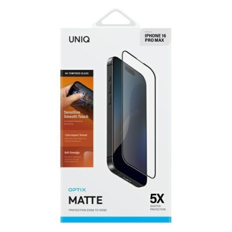 Захисне скло Uniq Optix Matte Tempered Glass для iPhone 16 Pro Max - чорне