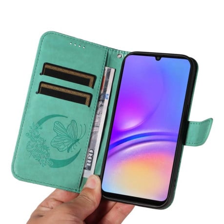 Чехол-книжка Swallowtail Butterfly Embossed Leather на Samsung Galaxy A07 5G - зеленый