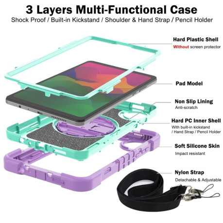 Протиударний чохол Acrylic 360 Degree Rotation Holder Leather для Redmi Pad SE 8.7 2024 - Purple + Mint Green
