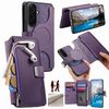 Чехол-книжка CaseNeo MagSafe RFID Anti-theft Zipper Wallet Retro Leather на Samsung Galaxy S26 5G — фиолетовый
