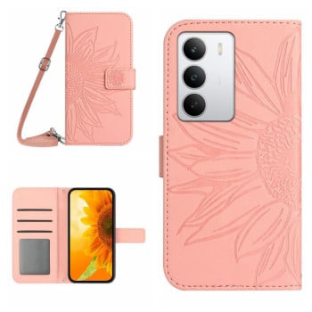 Чохол-книжка Skin Feel з малюнком соняшника на Realme C75 5G - рожевий