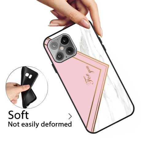 Противоударный чехол Frosted Fashion Marble для iPhone 13 Pro - Pink Triangle