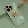 Противоударный чехол 6D Electroplating Full Coverage with Magnetic Ring для iPhone 14 Pro - зеленый