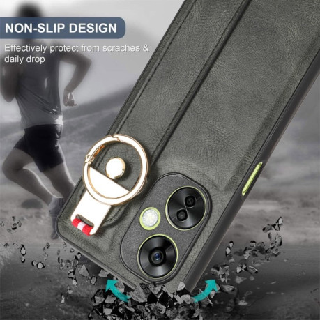 Противоударный чехол Wristband Leather Back для OnePlus Nord CE3 / CE3 Lite /N30 - зеленый