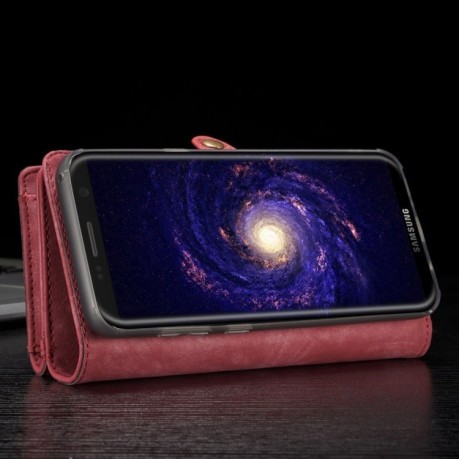 Кожаный чехол- кошелек CaseMe на Samsung Galaxy S8 + / G955 Crazy Horse Texcture Detachable- красный
