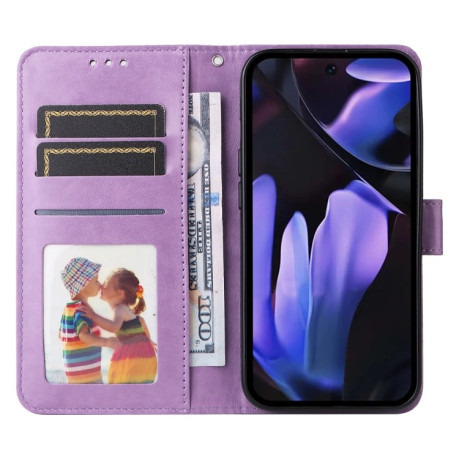 Чохол-книжка Embossed Sunflower для Google Pixel 9a - фіолетовий