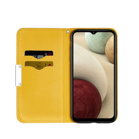 Чехол-книжка Litchi Texture Solid Color на Samsung Galaxy M32/A22 4G - желтый