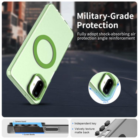 Противоударный чехол Candy Magsafe PC Hybrid TPU для Samsung Galaxy F06 5G / M06 5G - зеленый