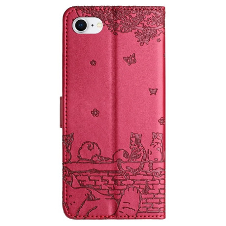Чохол-книжка Cat Embossing Pattern на iPhone 16e - червоний