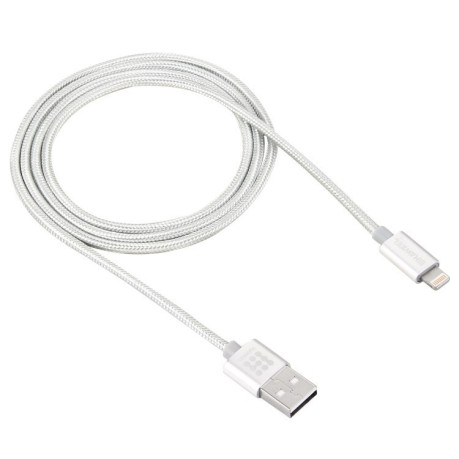 Кабель HAWEEL 1m Nylon Woven Metal Head 3A 8 Pin to USB 2 Sync Data Charging Cable на iPhone XR / iPhone XS MAX / iPhone X &amp; XS / iPhone 8 &amp; 8 Plus / iPhone 7 &amp; 7 Plus / iPhone 6 &amp; 6s &amp; 6 Plus &amp; 6s Plus / iPad серебристый