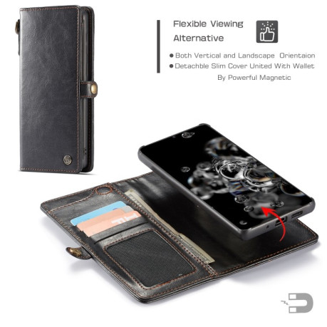 Кожаный чехол- книжка CaseMe на Samsung Galaxy S20 Plus Crazy Horse Texture - черный