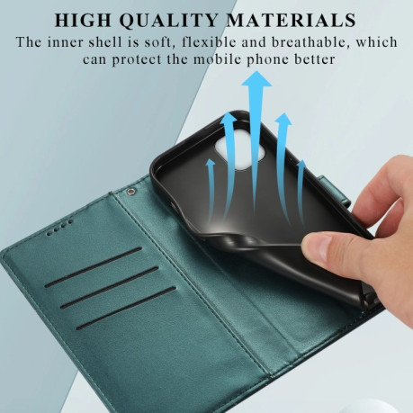 Чехол-книжка протиударний PU Genuine Leather Texture Embossed Line для Samsung Galaxy A05 - зеленый
