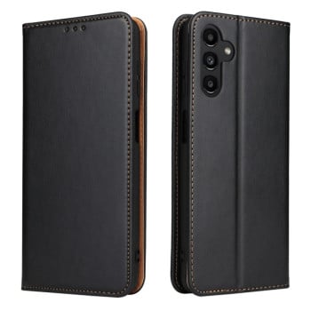 Кожаный чехол-книжка Fierre Shann Genuine leather для Samsung Galaxy A55 5G - черный