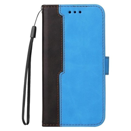 Чехол-книжка Stitching-Color Horizontal Flip Leather для Vivo Y21 / Y21s / Y33s - синий