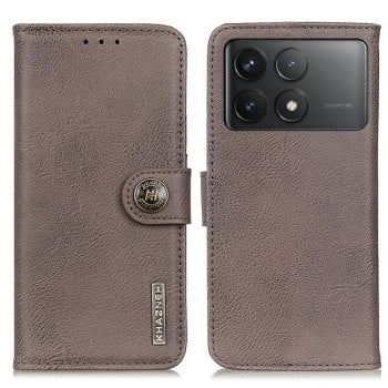 Чехол-книжка KHAZNEH Cowhide Texture на Xiaomi Poco F6 Pro - хаки