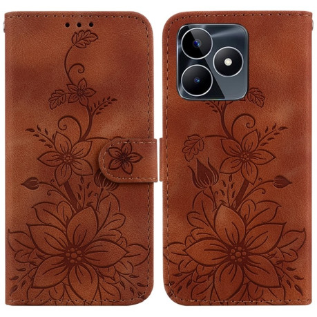 Чехол-книжка Lily Embossed Leather для Realme C53/C51 / Narzo N53 5G - коричневый