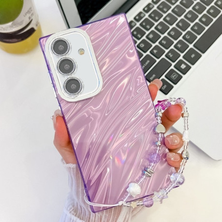 Протиударний чохол Plating Glitter Texture Chain  для Samsung Galaxy S25+ 5G - Purple Water Ripples