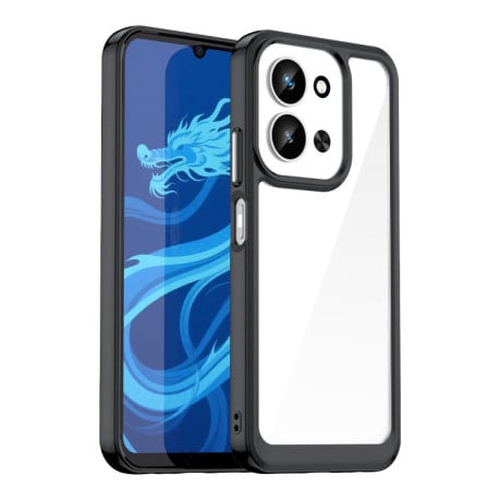 Противоударный чехол Colorful Acrylic Series с цветной силиконовой боковиной на Xiaomi Redmi 15C 5G / 4G EU 173mm - черный