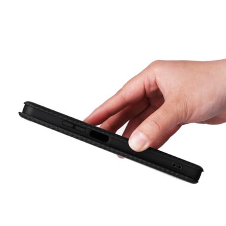 Чехол-книжка Carbon Fiber Texture на Realme C75 4G Global - черный