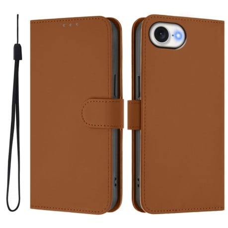 Чехол-книжка Skin Feel S-type для iPhone 16e - коричневый