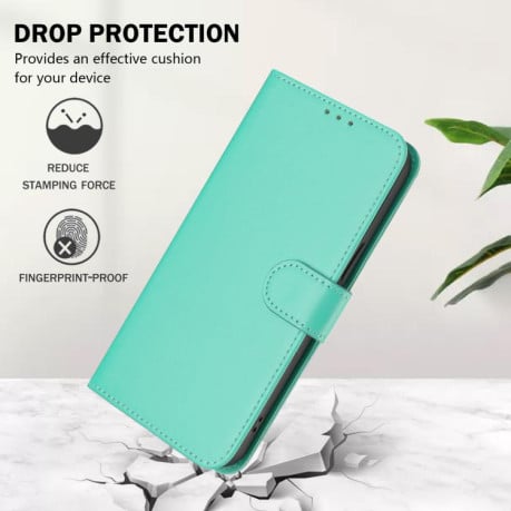 Чехол-книжка с мягким покрытием (Skin Feel) со шнурком на Xiaomi Poco M7 4G 169mm - зеленый