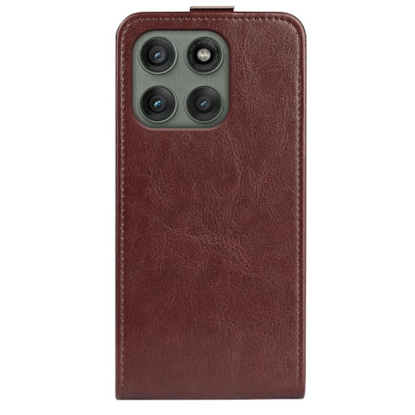 Чехол Cross Leather Ring Vertical Zipper Wallet для Motorola Edge 60 Pro - коричневий