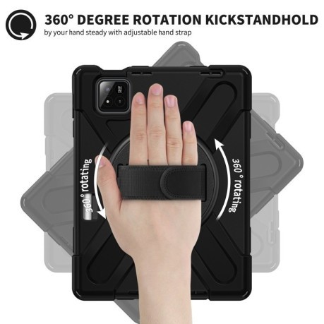 Чехол Rotatable Holder Silicone Hybrid PC для Xiaomi Pad 7 / 7 Pro - черный