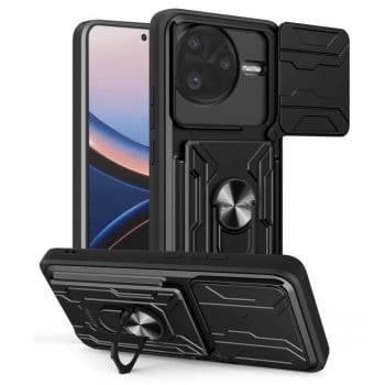 Чохол зі шторкою на камери Sliding Camshield та кишенькою для карток на Xiaomi Poco F7 Ultra - чорний