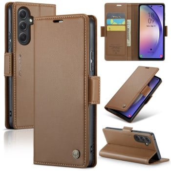 Чехол-книжка CaseMe 023 Butterfly Buckle Litchi Texture RFID Anti-theft Leather для Samsung Galaxy A54 5G - коричневый