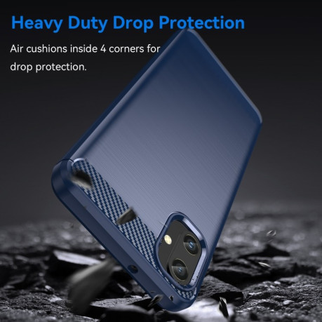 Противоударный чехол Brushed Texture Carbon Fiber на Samsung Galaxy A05 - синий