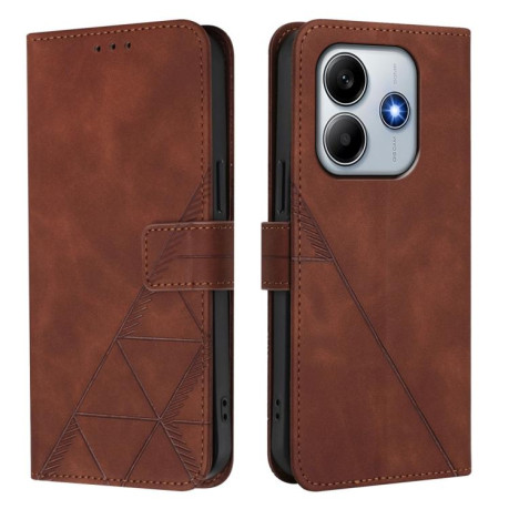 Чехол-книжка Crossbody 3D Embossed Flip Leather на Xiaomi Poco M7 Pro 5G - коричневый
