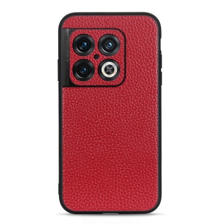 Противоударный чехол с натуральной кожи Accurate Litchi Texture для OnePlus 10 Pro - красный