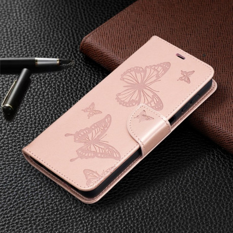 Чохол-книжка Butterflies Pattern на Samsung Galaxy A32 5G-рожеве золото